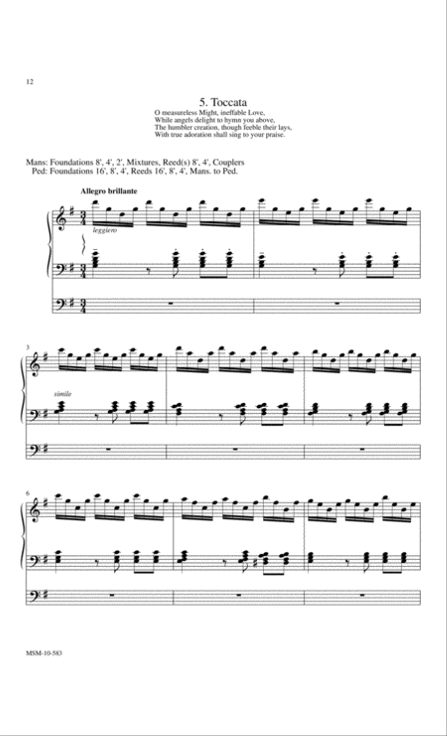 Oh, Worship the King Variations for Organ on Hanover Organ scores gallery preview page 7