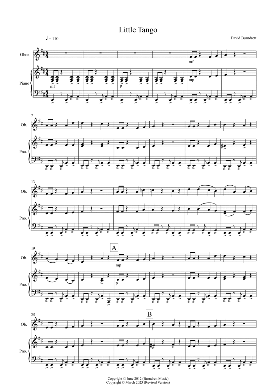 Little Tango for Easy Oboe and Piano Piano scores gallery preview page 1