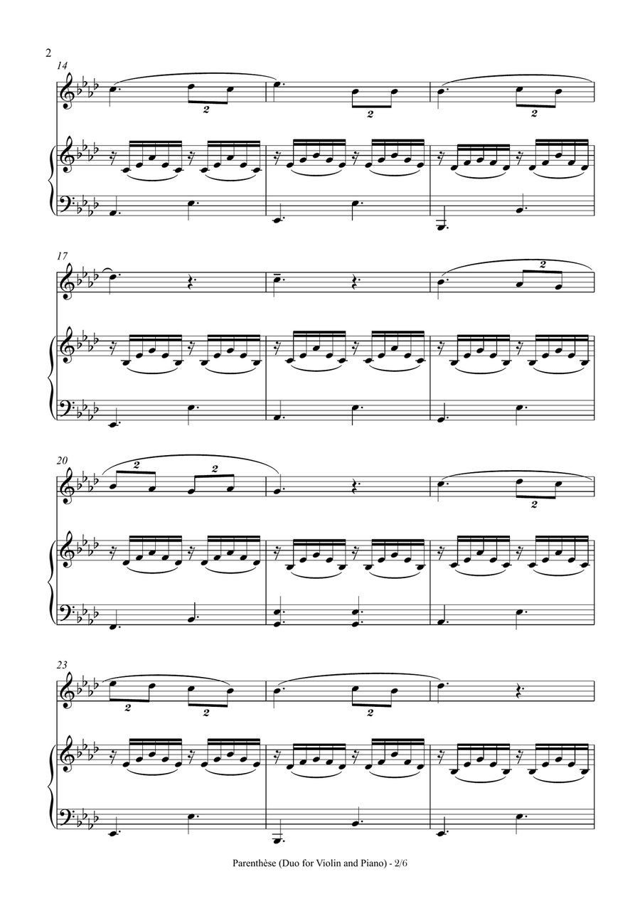 Duo for Violin & Piano, Parenthèse Chamber Music scores gallery preview page 2