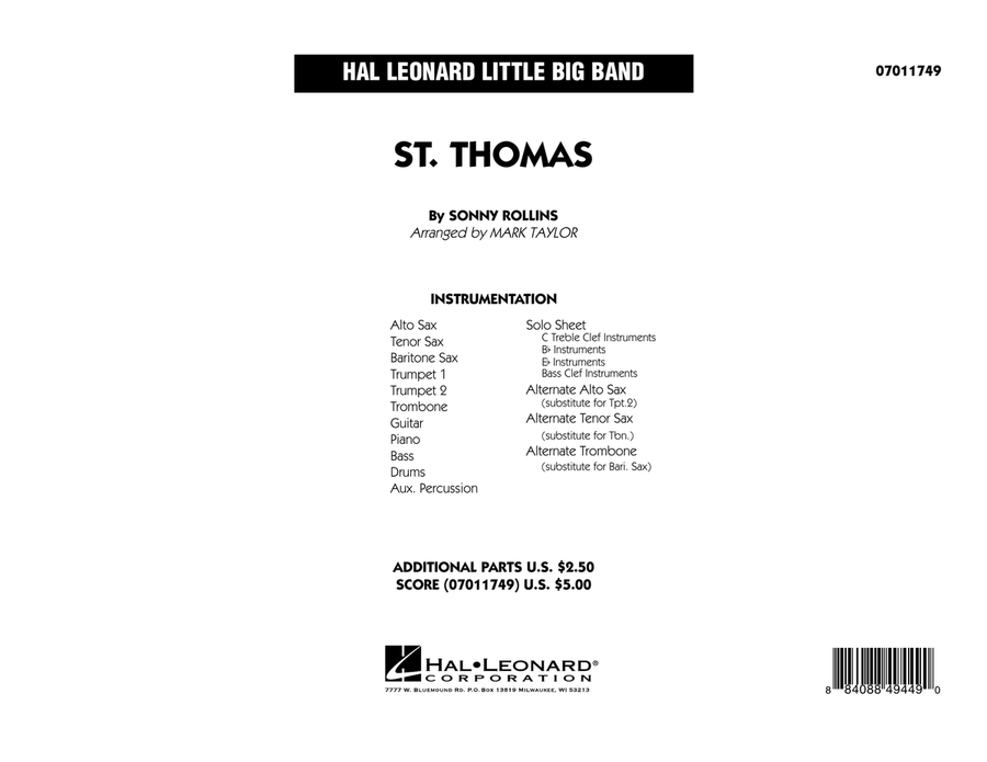 St. Thomas - Full Score St. Thomas - Full Score Jazz Ensemble scores gallery preview page 1