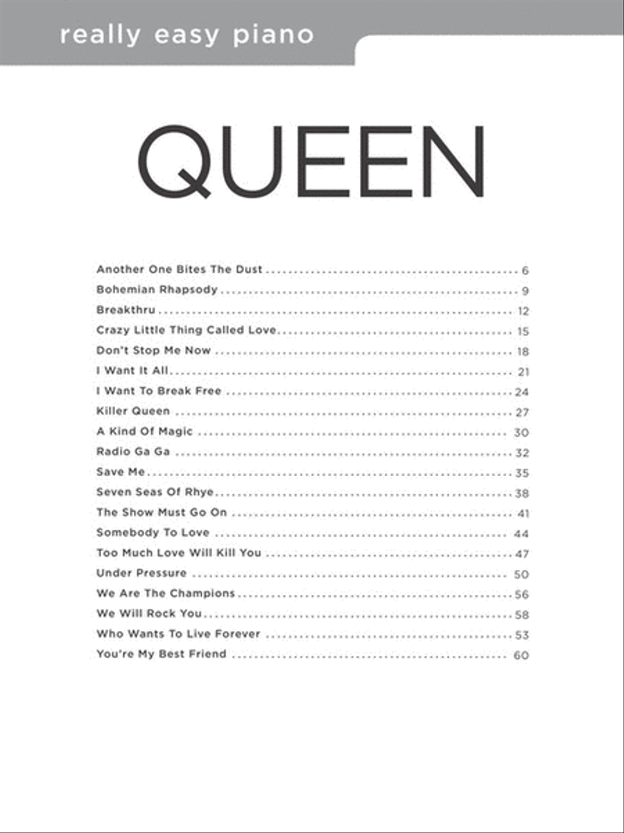 Queen – Really Easy Piano Easy Piano scores gallery preview page 2
