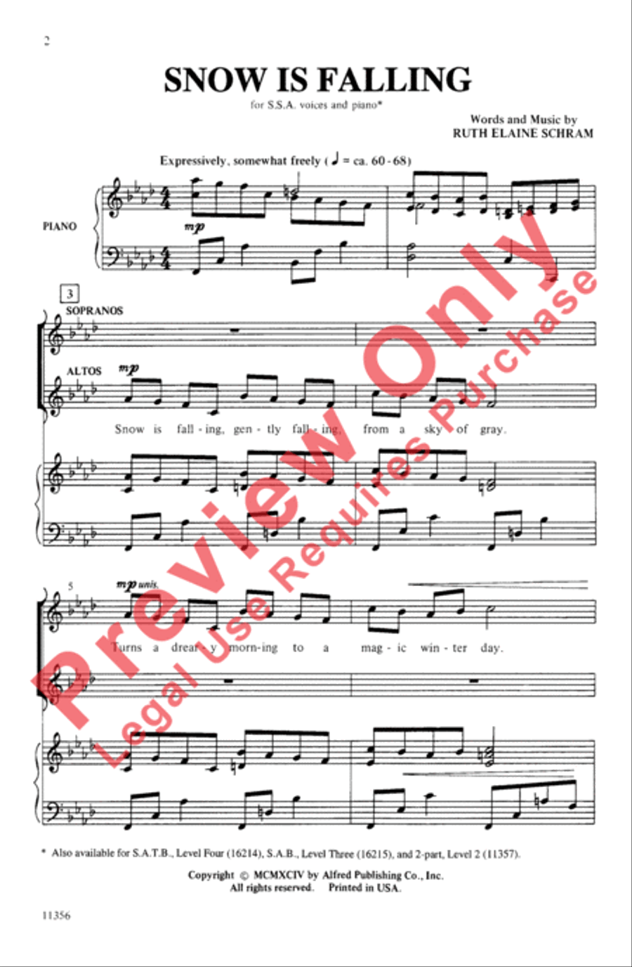 Snow Is Falling Women's Choir scores gallery preview page 2