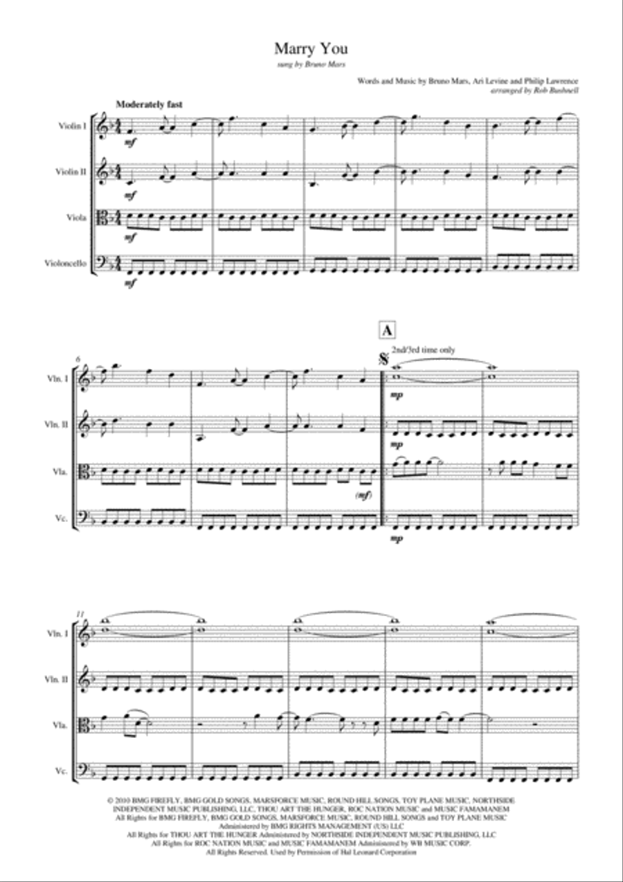 Marry You String Quartet scores gallery preview page 3