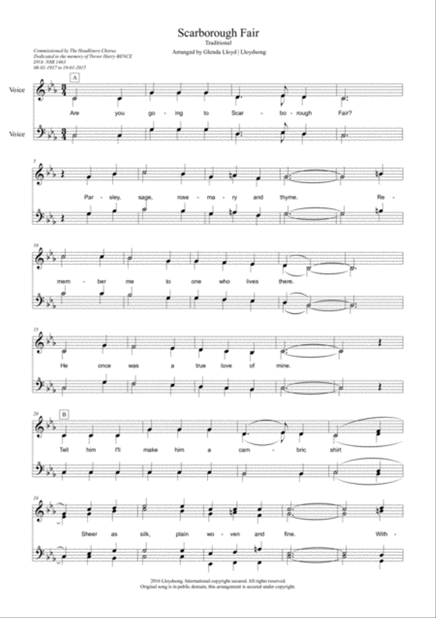 Scarborough Fair SSAA scores gallery preview page 1