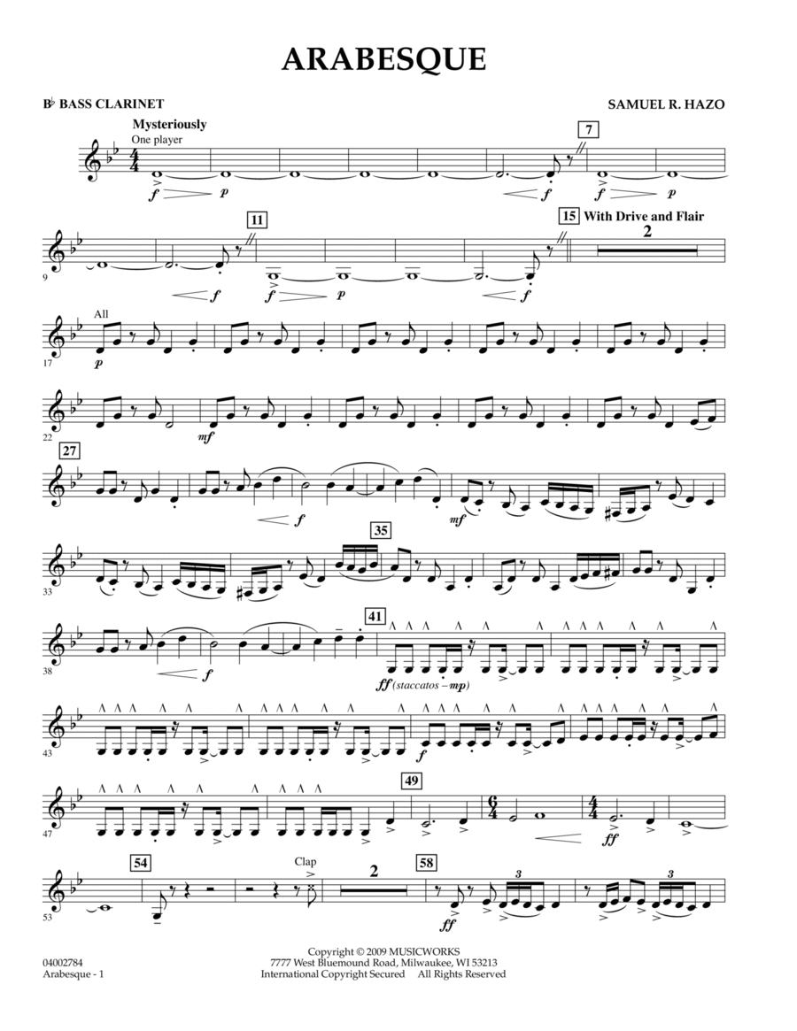 Arabesque - Bb Bass Clarinet Bass Clarinet scores gallery preview page 1