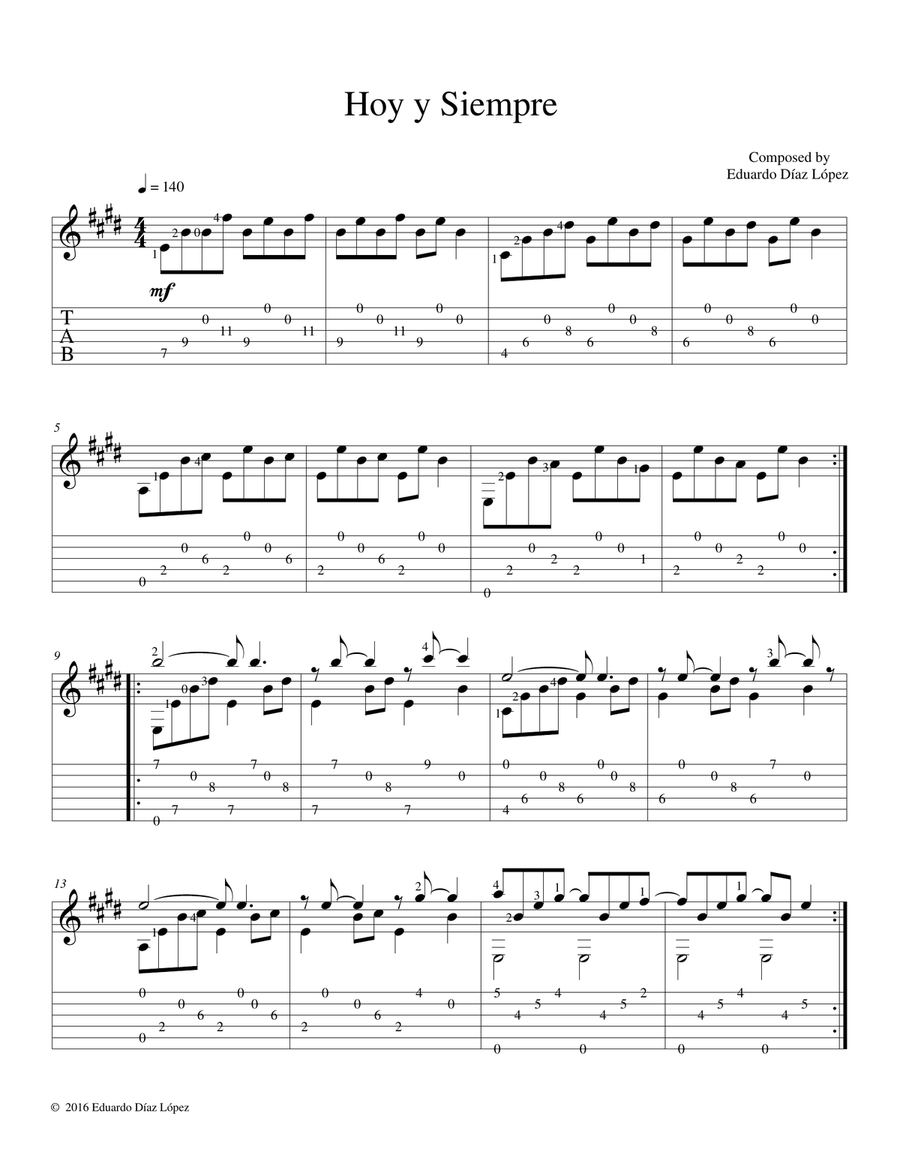 Hoy y Siempre Guitar Solo scores gallery preview page 2