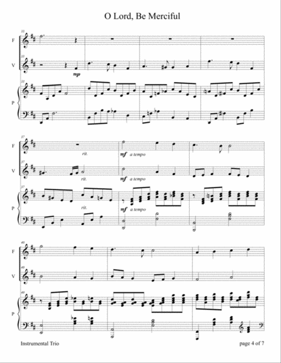 O Lord, Be Merciful (Flute and/or Violin Duet with Piano Accompaniment) Flute scores gallery preview page 6
