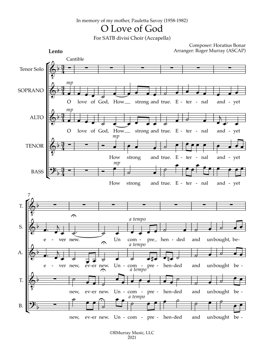 O Love of God O Love of God 4-Part scores gallery preview page 1