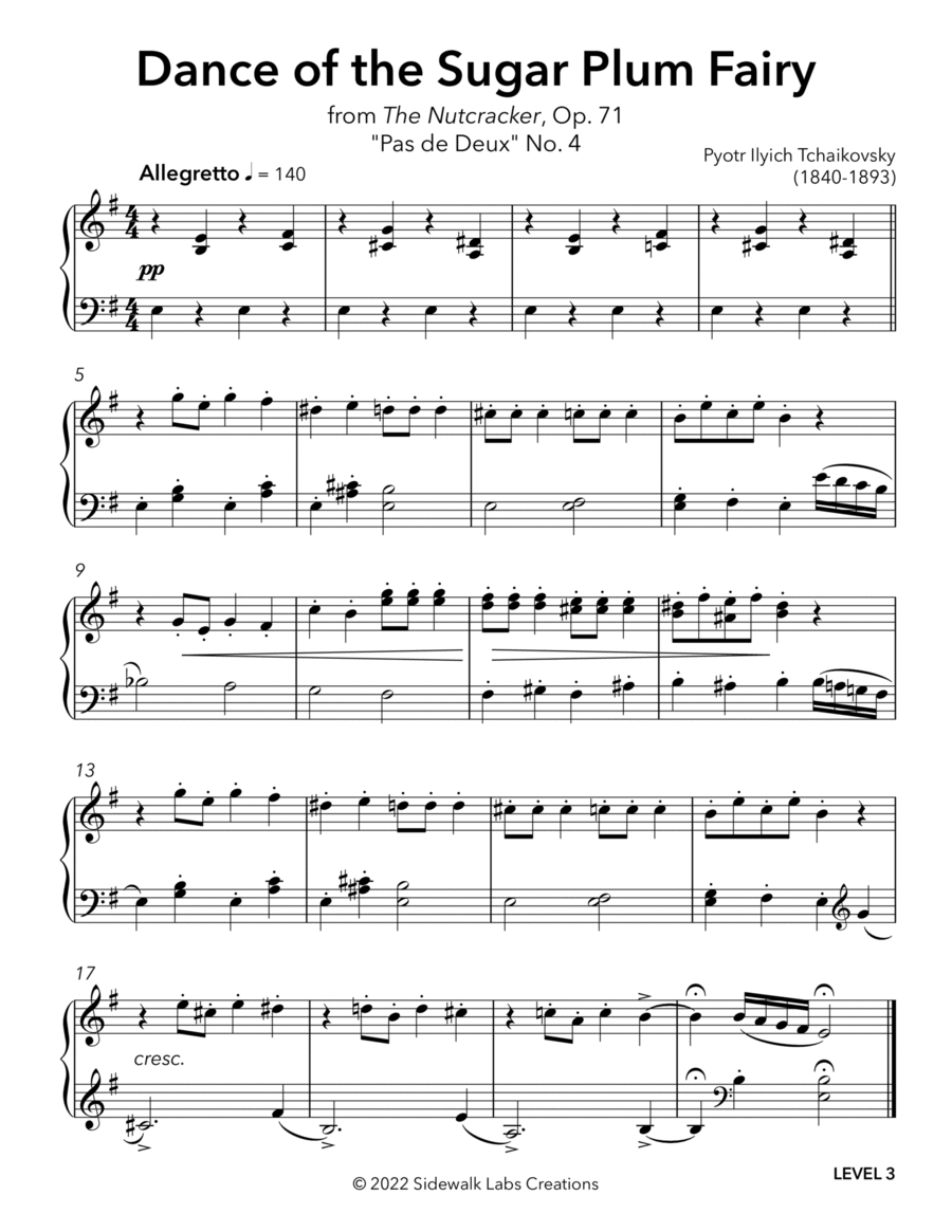 Dance of the Sugar Plum Fairy Dance of the Sugar Plum Fairy Piano Solo scores gallery preview page 1