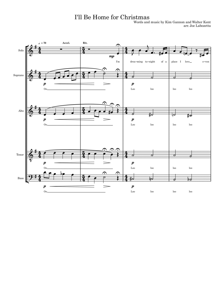 I'll Be Home For Christmas 4-Part scores gallery preview page 1