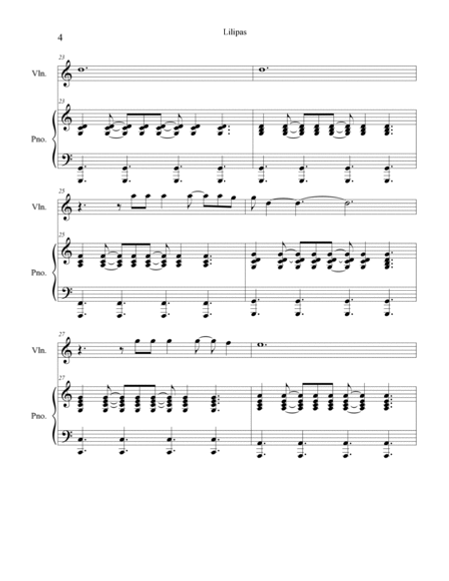 Lilypas violin-piano reduction of the Lilypas entrance orchestral version Violin scores gallery preview page 5