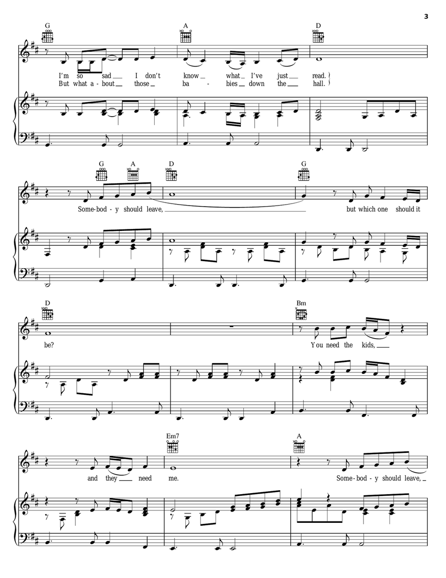 Somebody Should Leave Piano, Vocal, Guitar scores gallery preview page 3