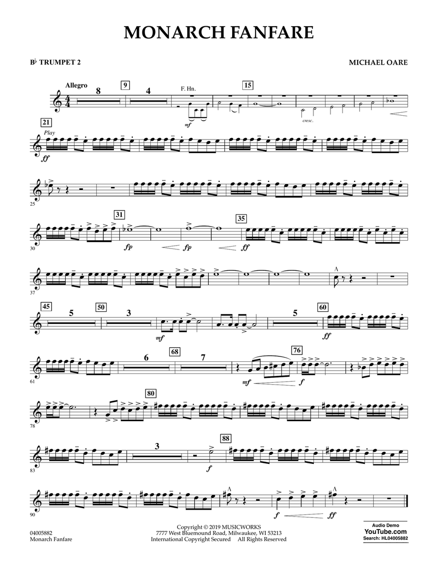 Monarch Fanfare - Bb Trumpet 2 Concert Band scores gallery preview page 1