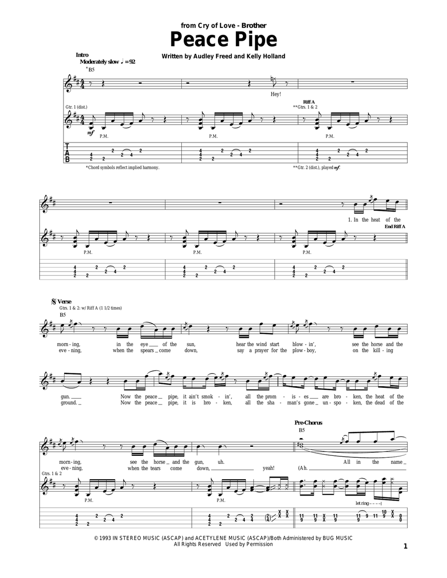 Peace Pipe Acoustic Guitar scores gallery preview page 1