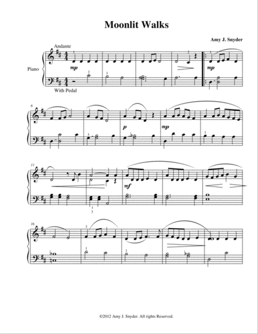Moonlit Walks, piano solo/duet Piano Solo scores gallery preview page 2