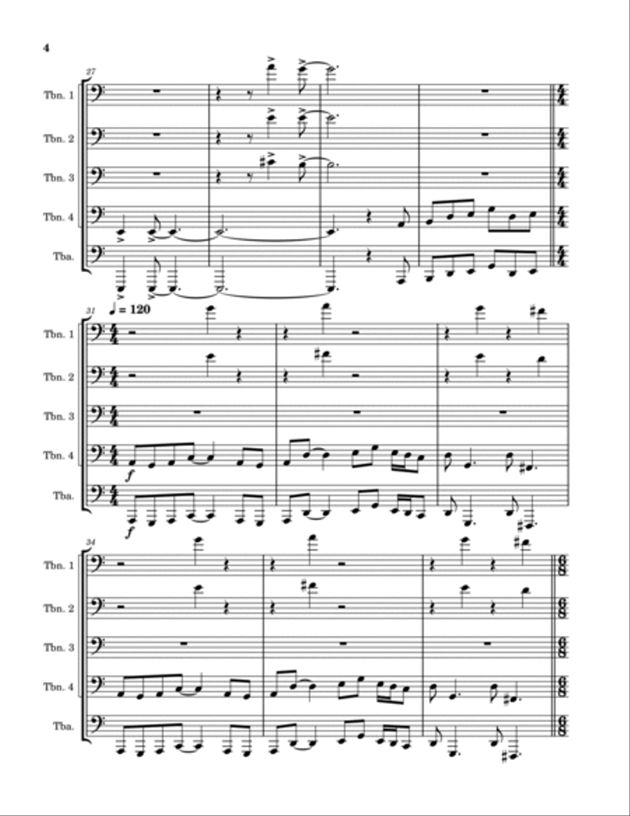 Carry On Wayward Son - Score Only Brass Quintet scores gallery preview page 4