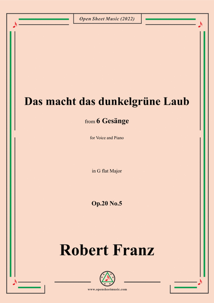 Franz-Das macht das dunkelgrune Laub,in G flat Major,for Voice and Piano image number null