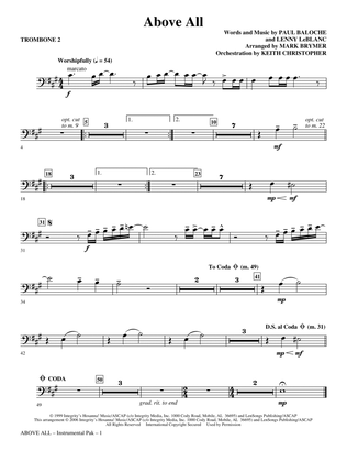 Above All (arr. Mark Brymer) - Trombone 2