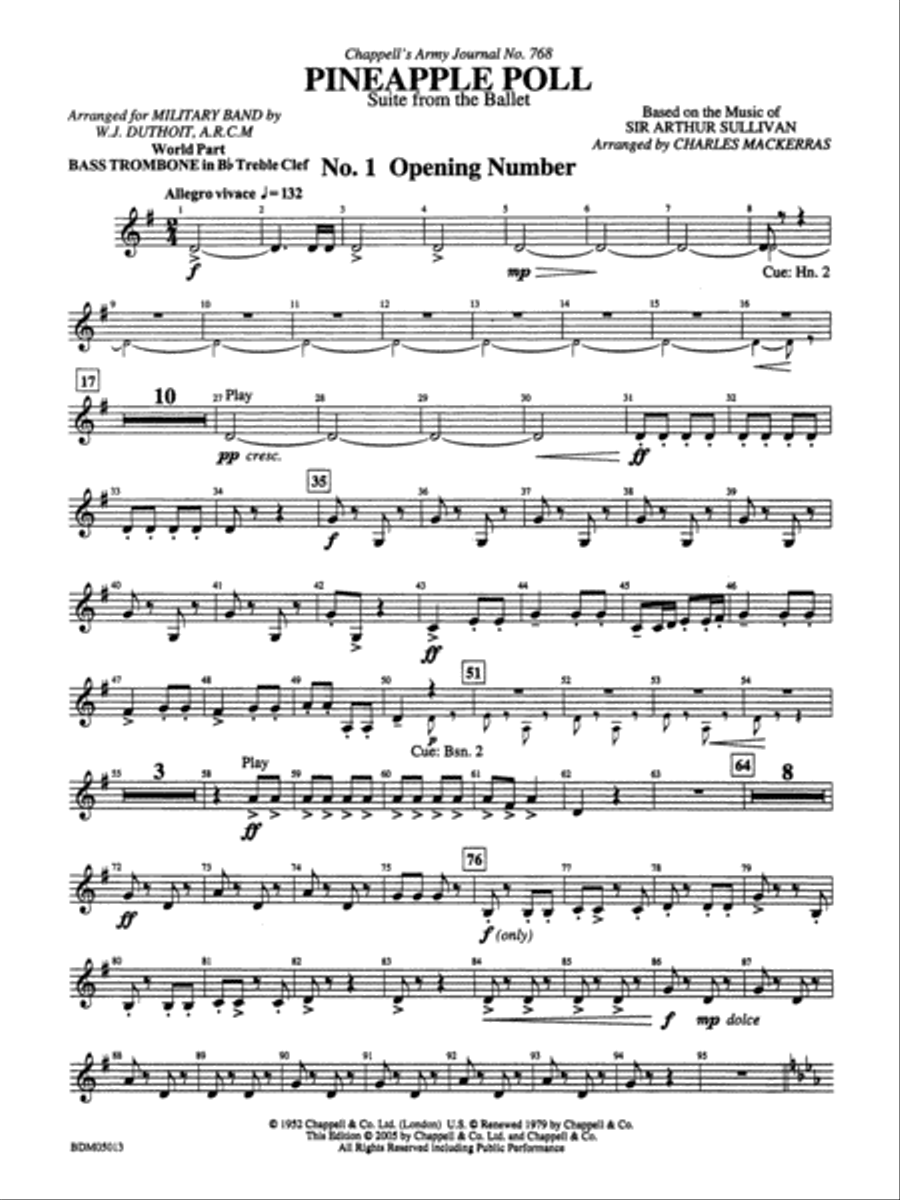 Pineapple Poll (Suite from the Ballet): (wp) 3rd B-flat Trombone T.C.