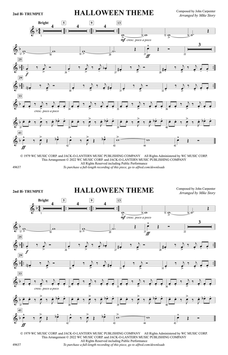 Halloween Theme: 2nd B-flat Trumpet