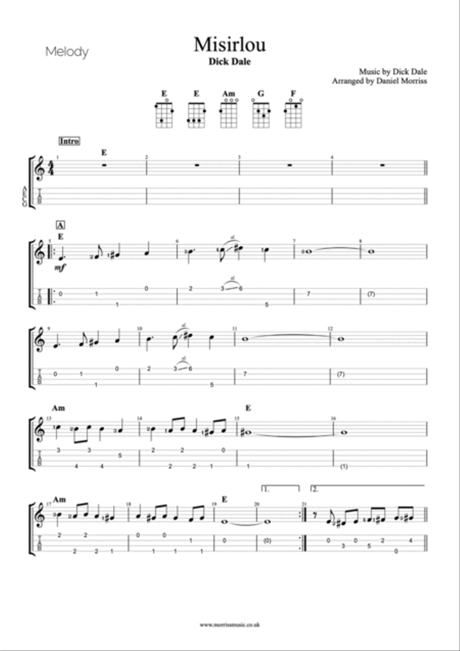 Misirlou Ukulele scores gallery preview page 2