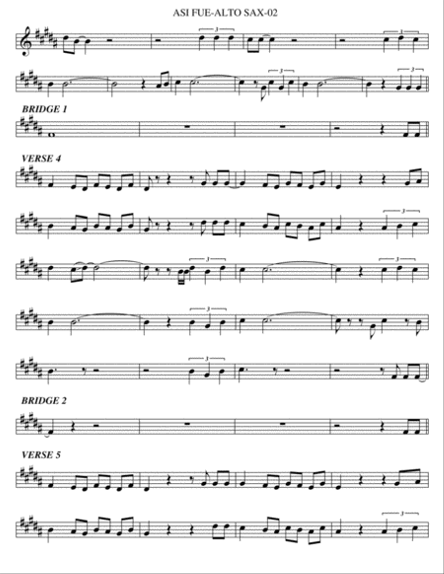 Asi Fue Asi Fue Alto Saxophone scores gallery preview page 2