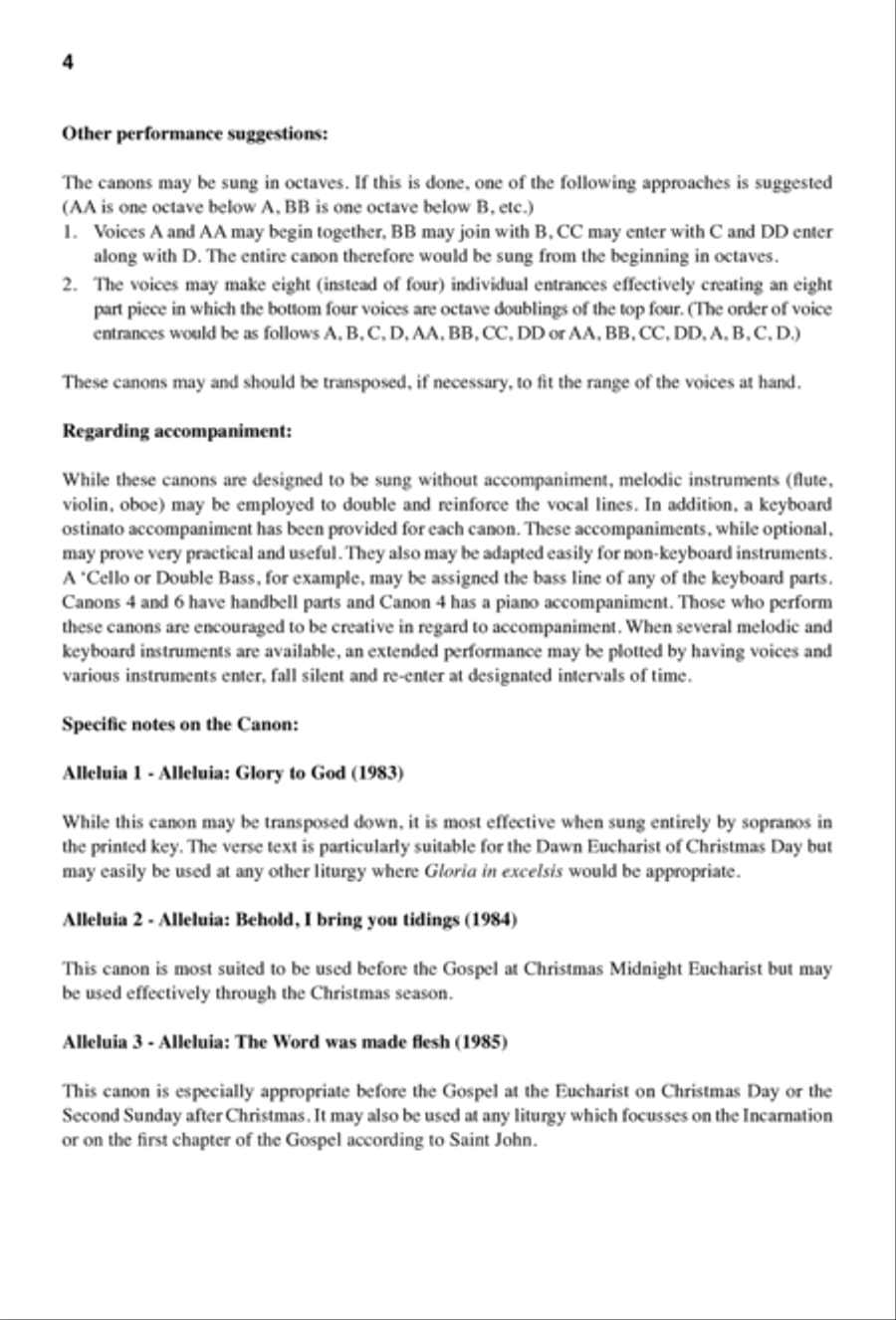 Six Alleluia Canons 4-Part scores gallery preview page 4