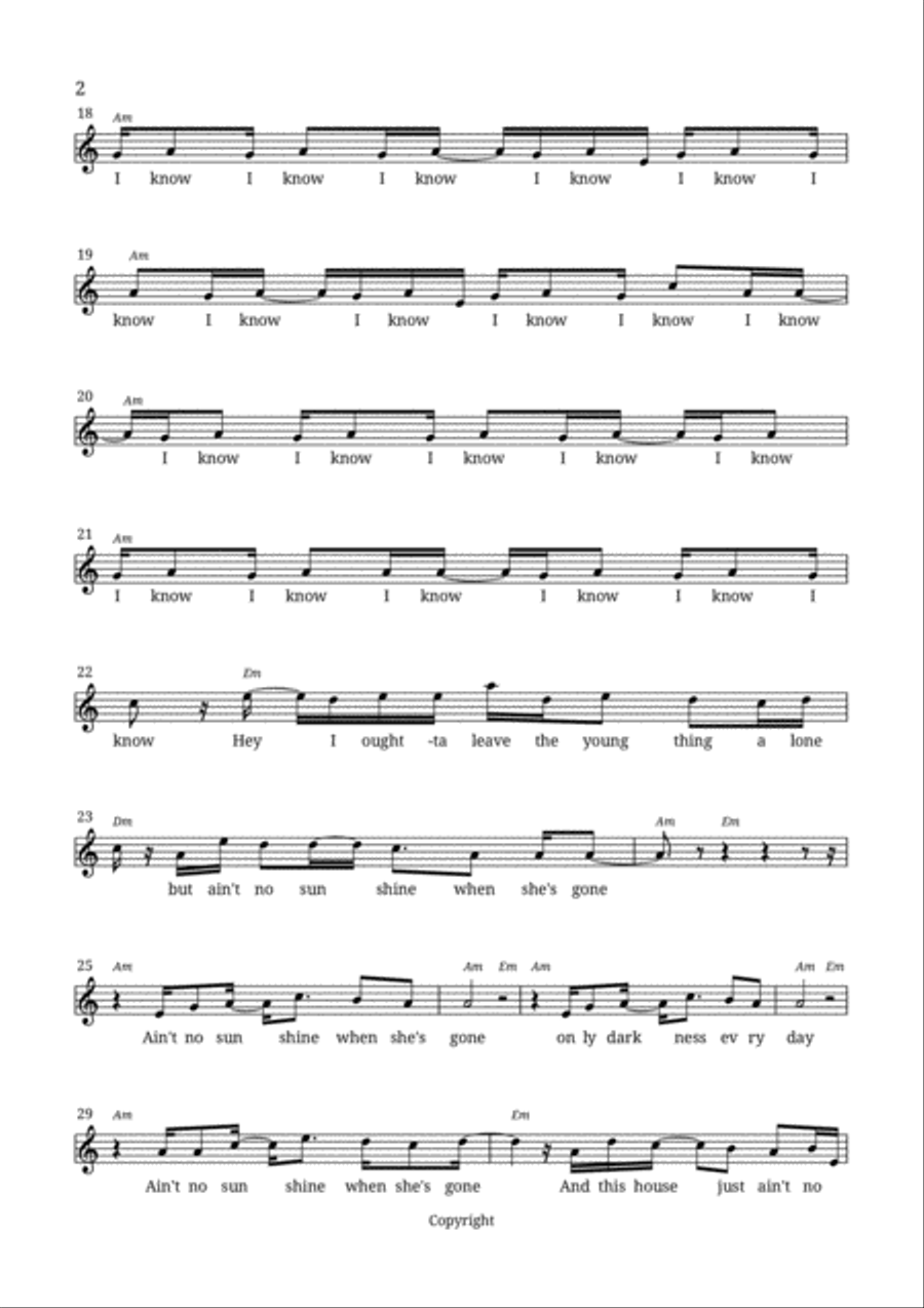 Ain't No Sunshine Ain't No Sunshine Voice scores gallery preview page 2