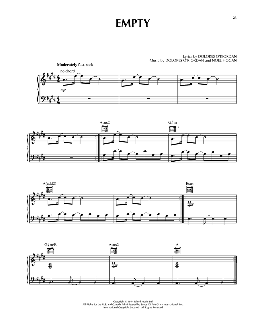 Empty Empty Piano, Vocal, Guitar scores gallery preview page 1