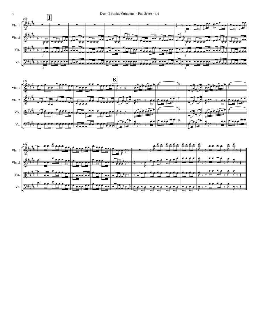 Birthday Variations (string quartet) String Quartet scores gallery preview page 6