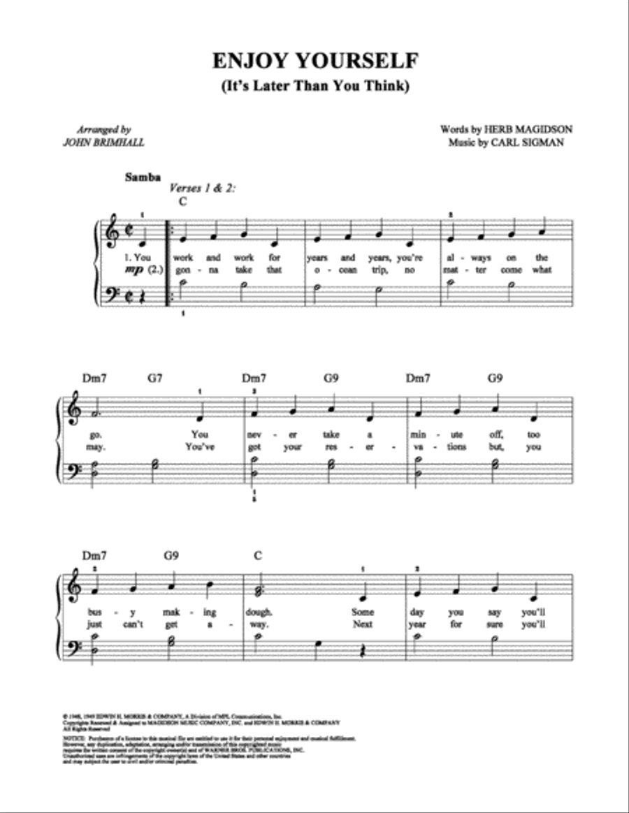 Enjoy Yourself Enjoy Yourself Easy Piano scores gallery preview page 1