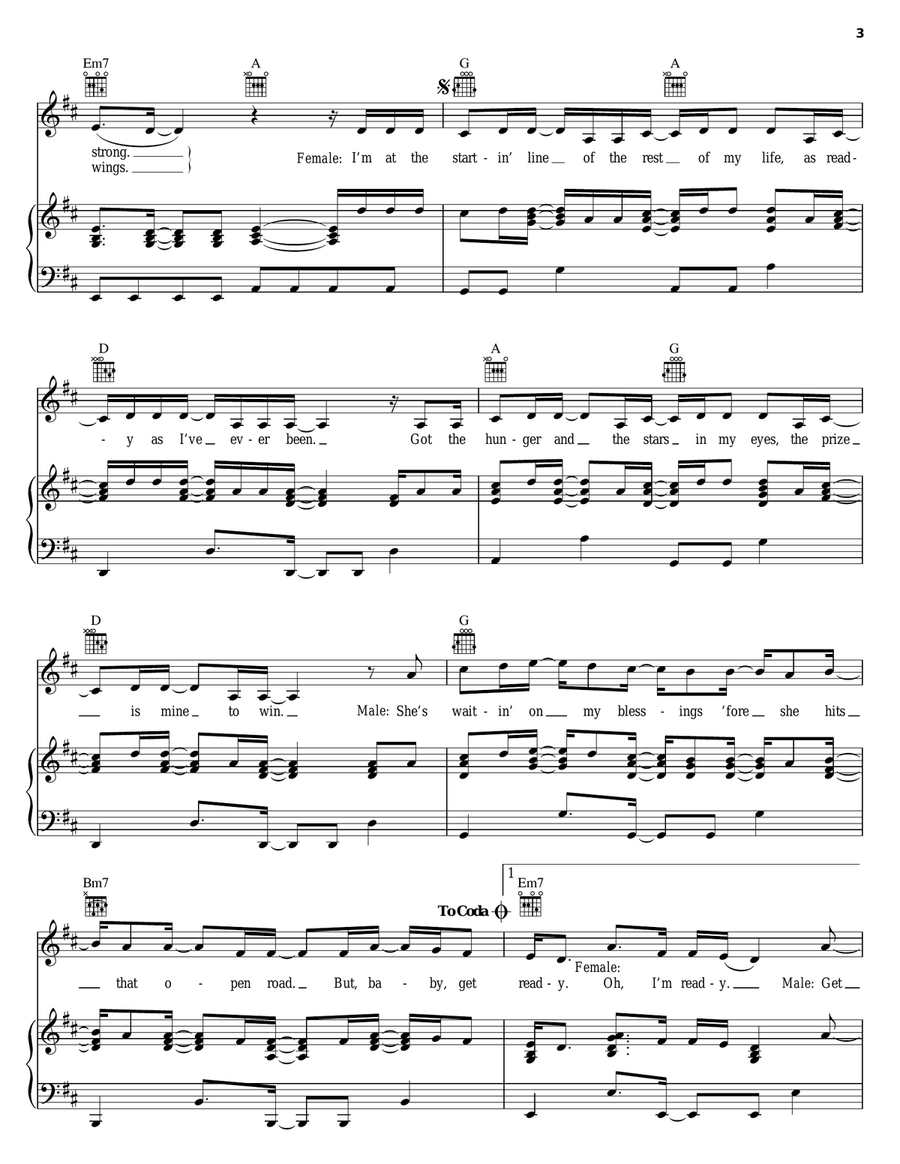 Ready, Set, Don't Go Ready, Set, Don't Go Piano, Vocal, Guitar scores gallery preview page 3