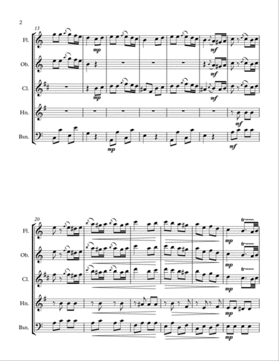 Turkish March for Woodwind Quintet (Rondo Alla Turca) Woodwind Quintet scores gallery preview page 2