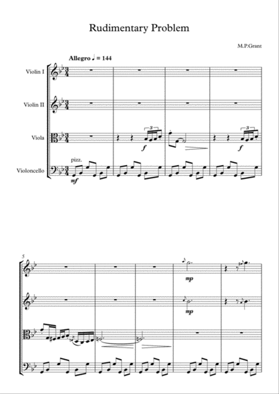 Rudimentary Problem Rudimentary Problem String Quartet scores gallery preview page 3
