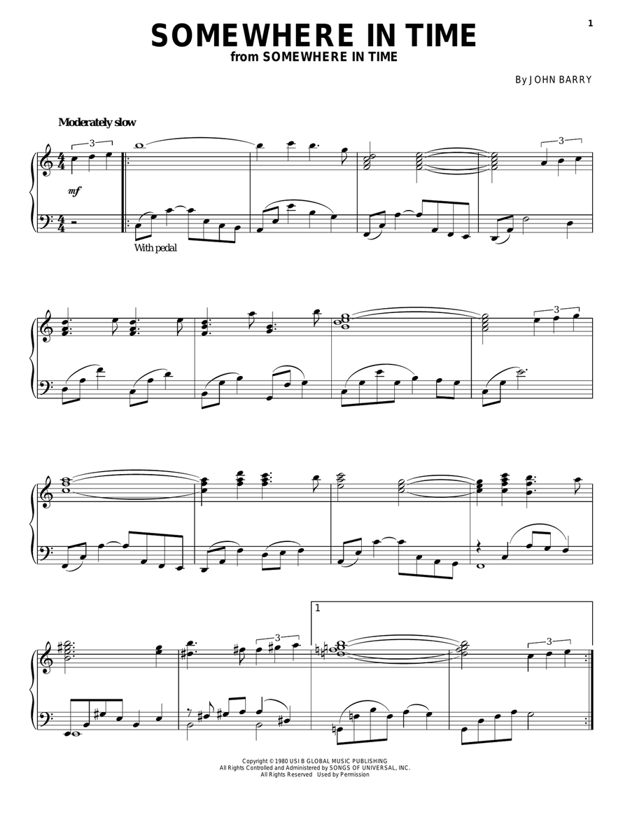 Somewhere In Time Piano Solo scores gallery preview page 1