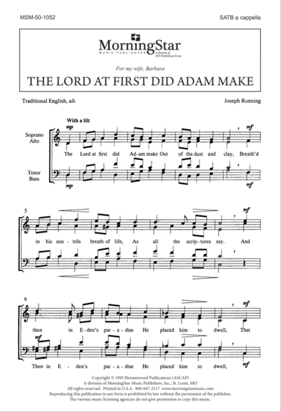 The Lord at First Did Adam Make 4-Part scores gallery preview page 1