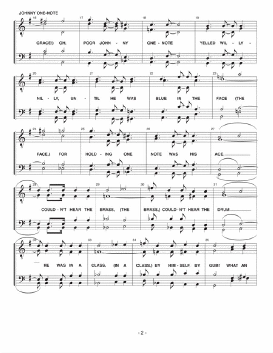 Johnny One-note TTBB scores gallery preview page 2