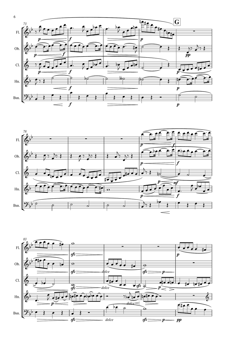 Fauré: Pavane Op.50 (transposed into G minor) - wind quintet Woodwind Quintet scores gallery preview page 6