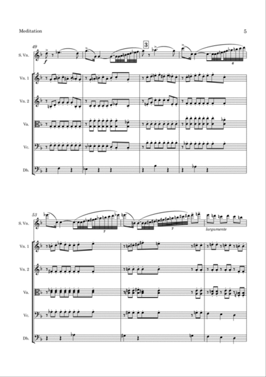 Tchaikovsky Meditation Op. 42 No. 1 for Violin and String Orchestra String Orchestra scores gallery preview page 6