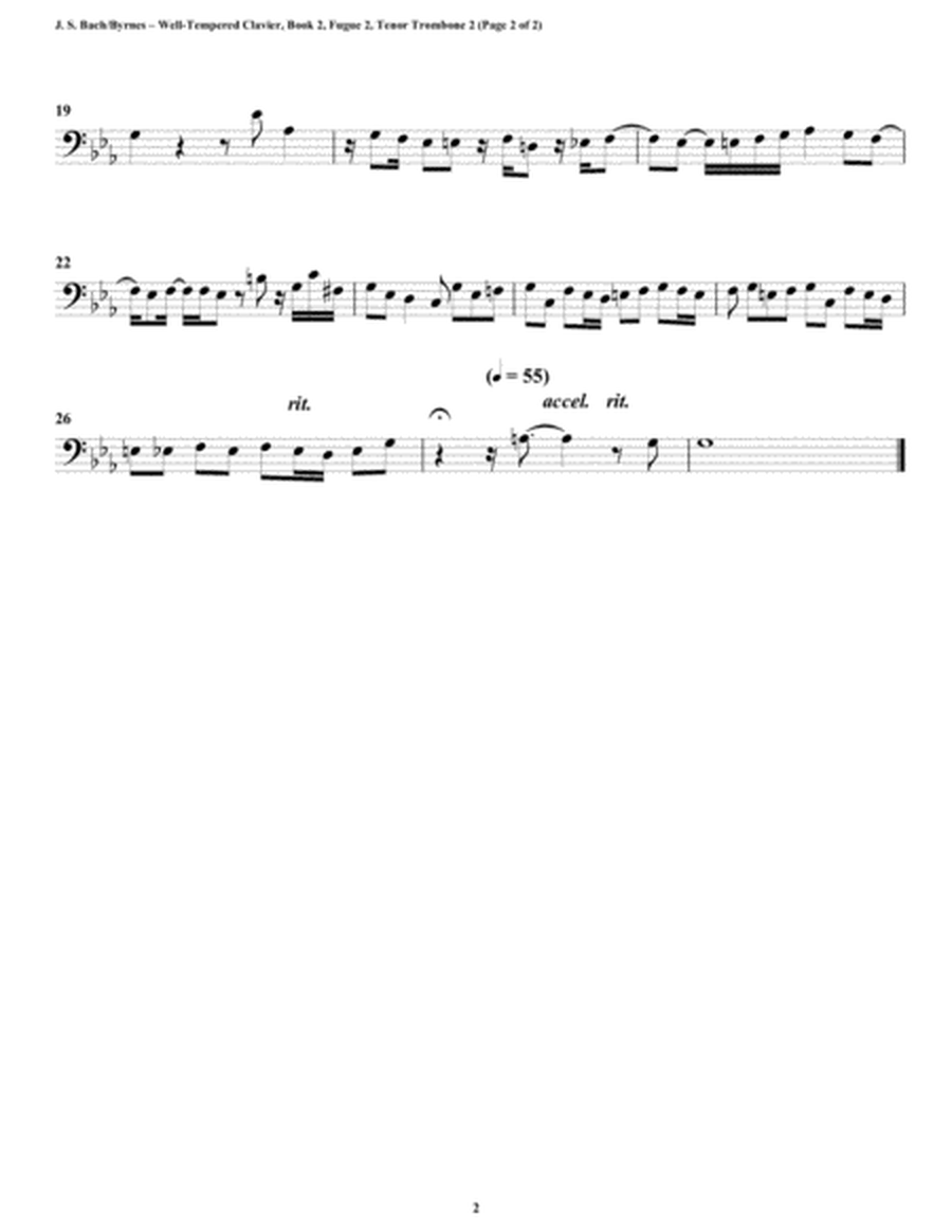 Fugue 02 from Well-Tempered Clavier, Book 2 (Trombone Quintet) image number null