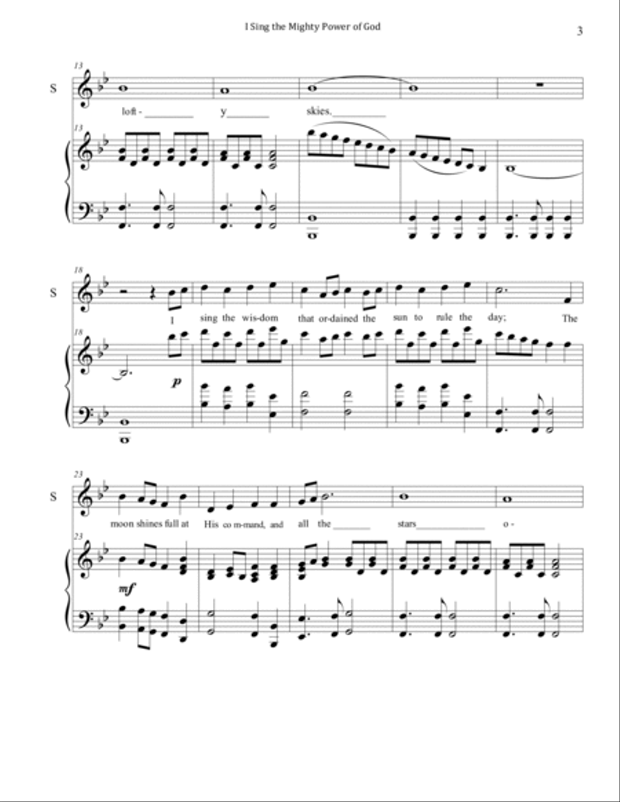 I Sing the Mighty Power of God (Piano and Voice) High Voice scores gallery preview page 3