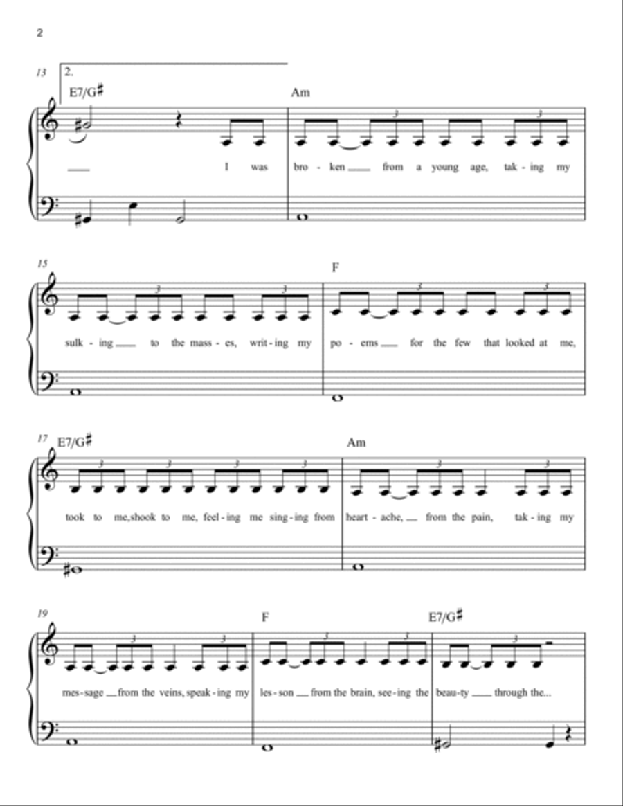 Believer Easy Piano scores gallery preview page 2