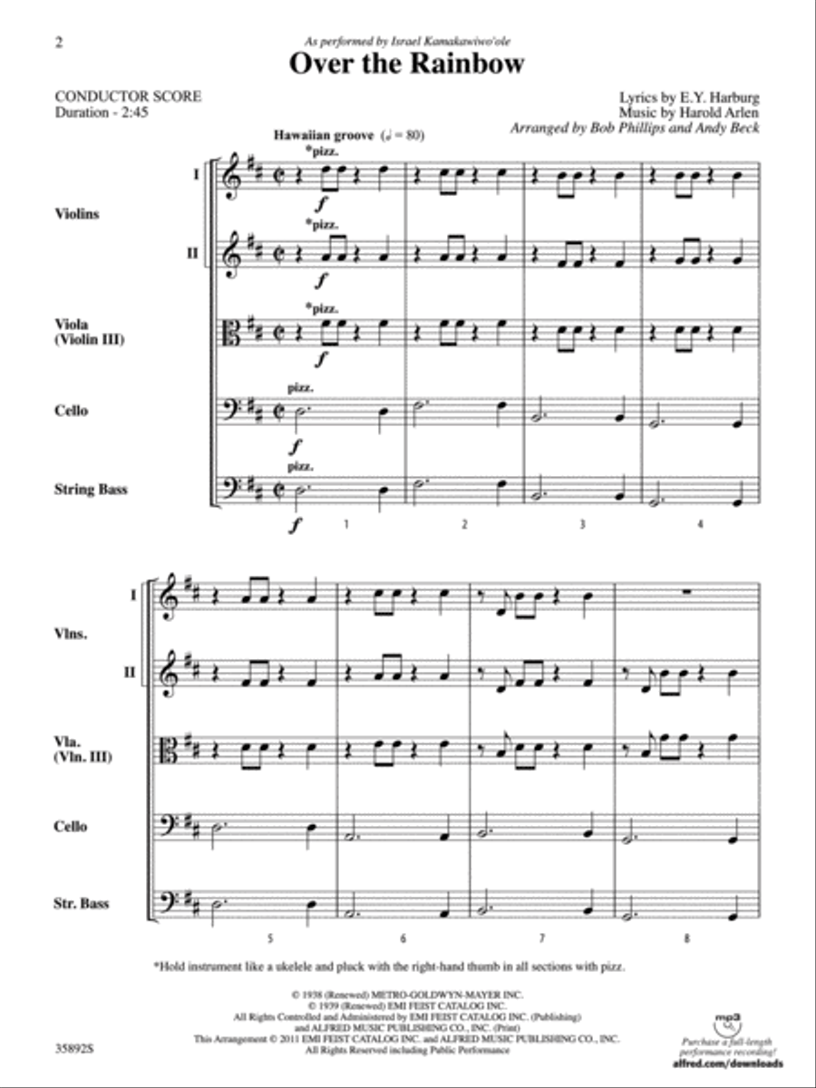 Over the Rainbow String Orchestra scores gallery preview page 2