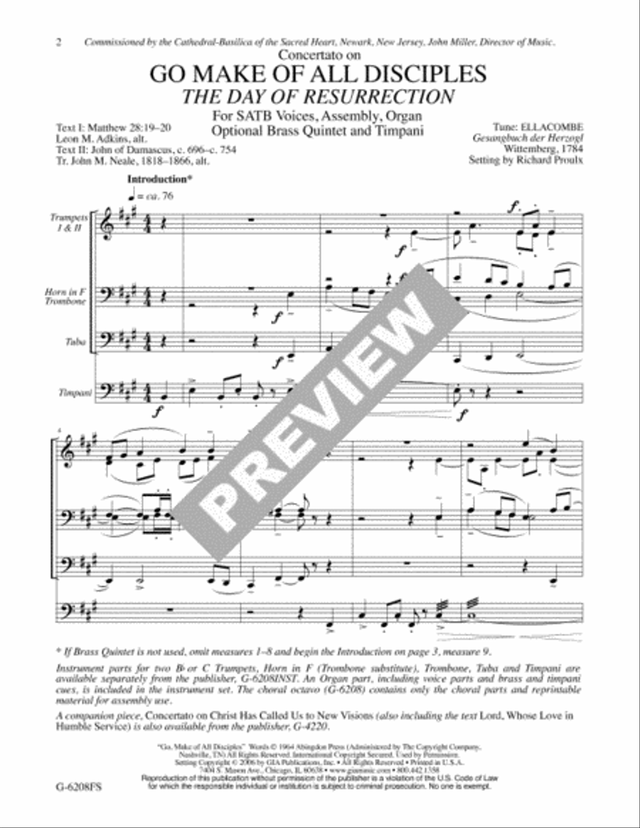 Go Make of All Disciples / The Day of Resurrection - Full Score and Parts 4-Part scores gallery preview page 2