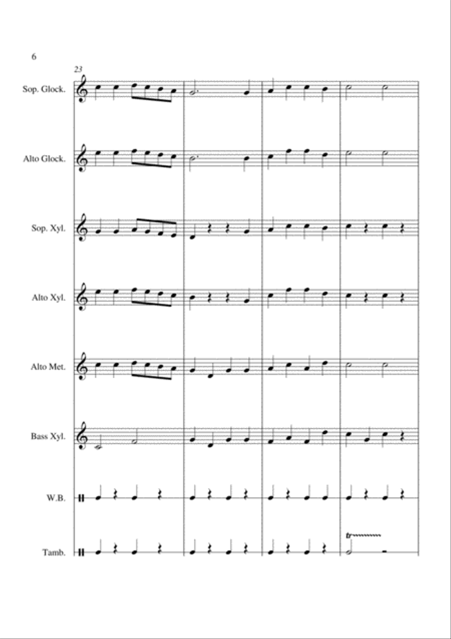 Ding Dong Merrily On High - For Orff Ensemble Percussion Ensemble scores gallery preview page 6