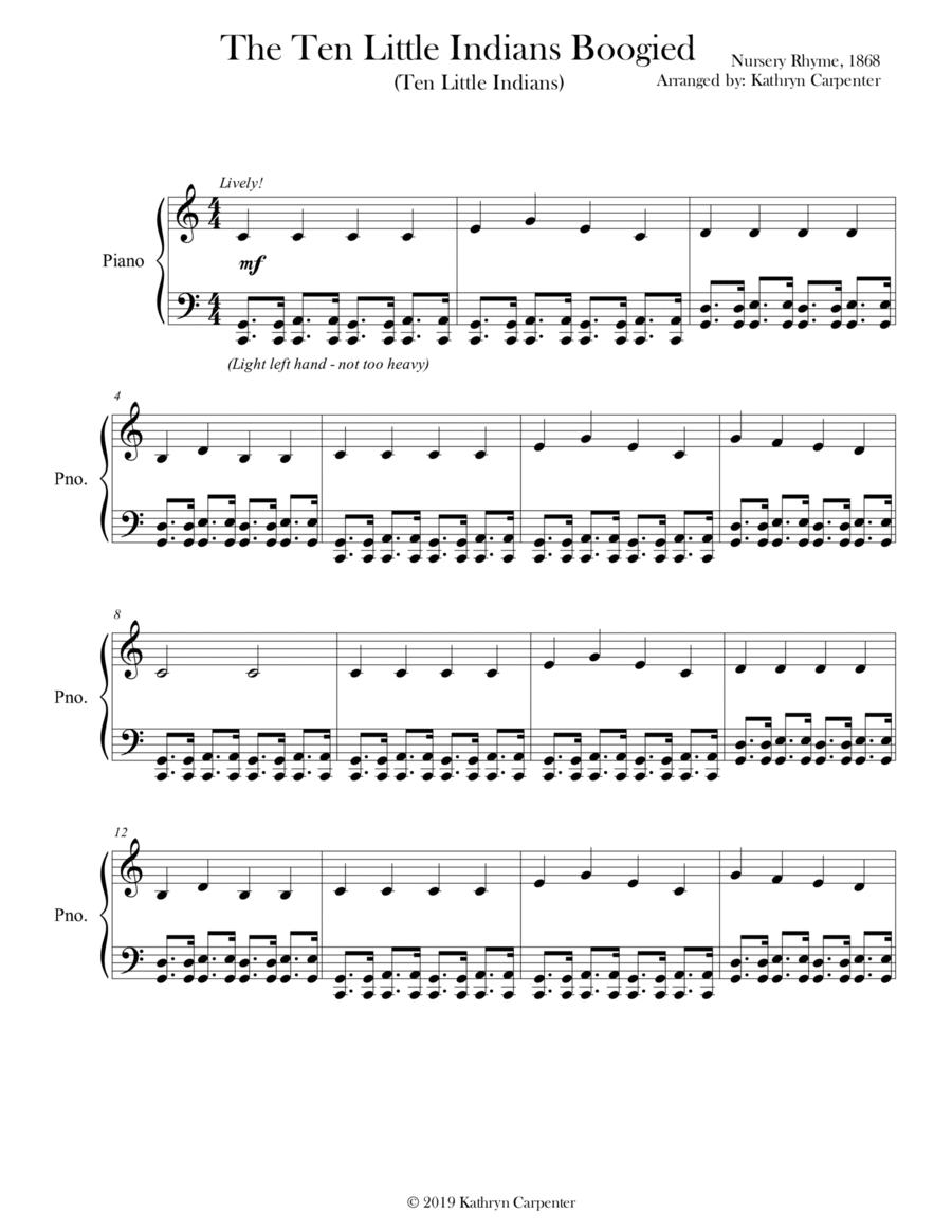 The Ten Little Indians Boogied (Ten Little Indians) The Ten Little Indians Boogied (Ten Little Indians) Piano Method scores gallery preview page 1