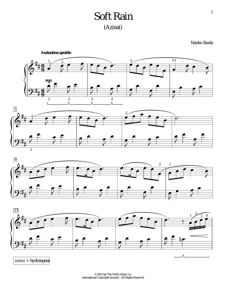 Soft Rain (Azisai) Piano Method scores gallery preview page 1