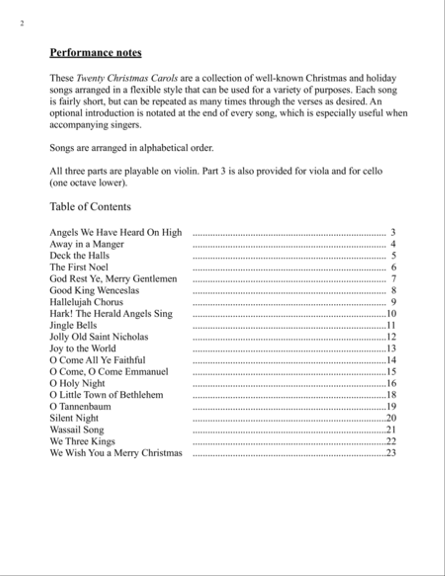 Twenty Christmas Carols for String Trio String Trio scores gallery preview page 2