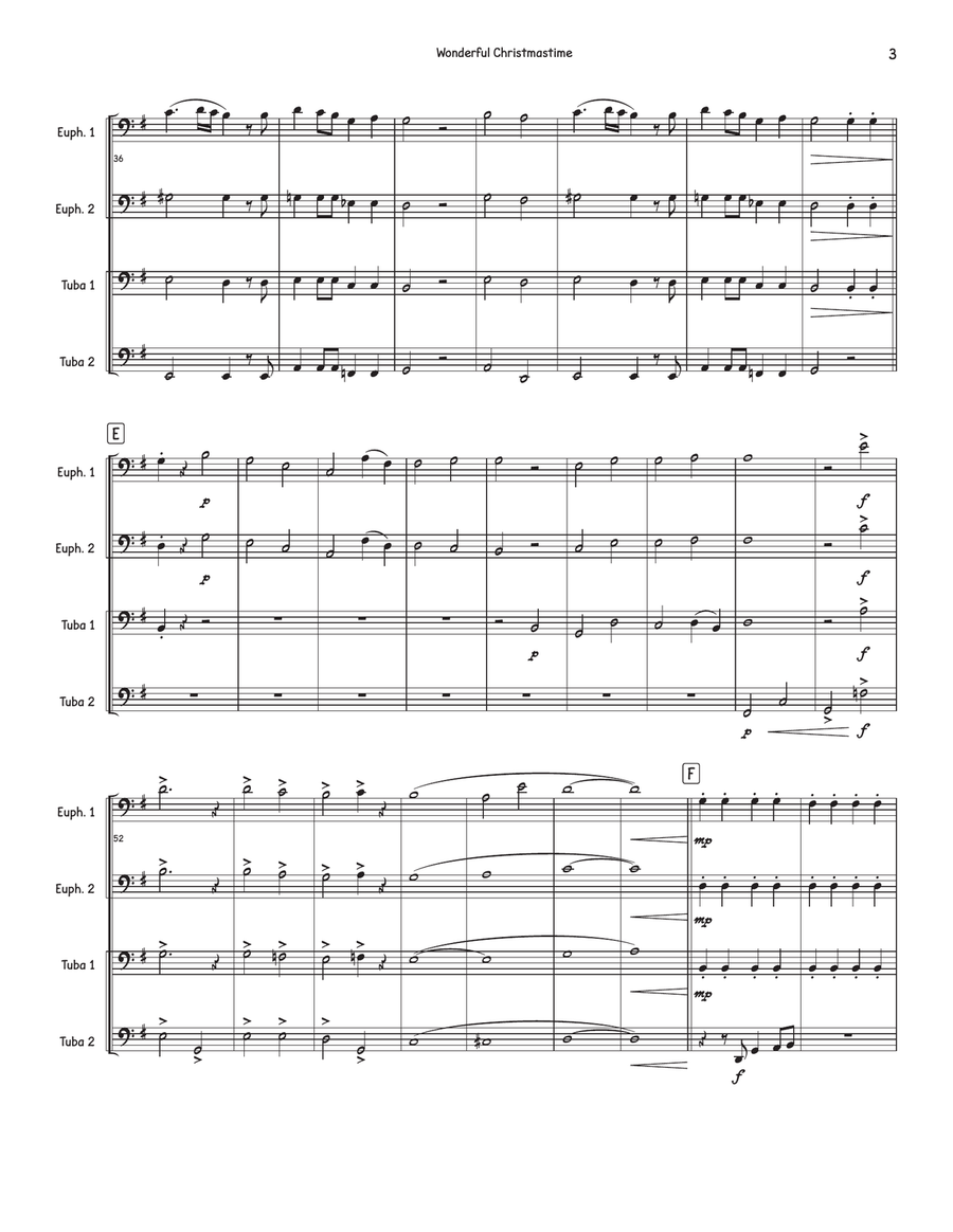Wonderful Christmastime Brass Quartet scores gallery preview page 3