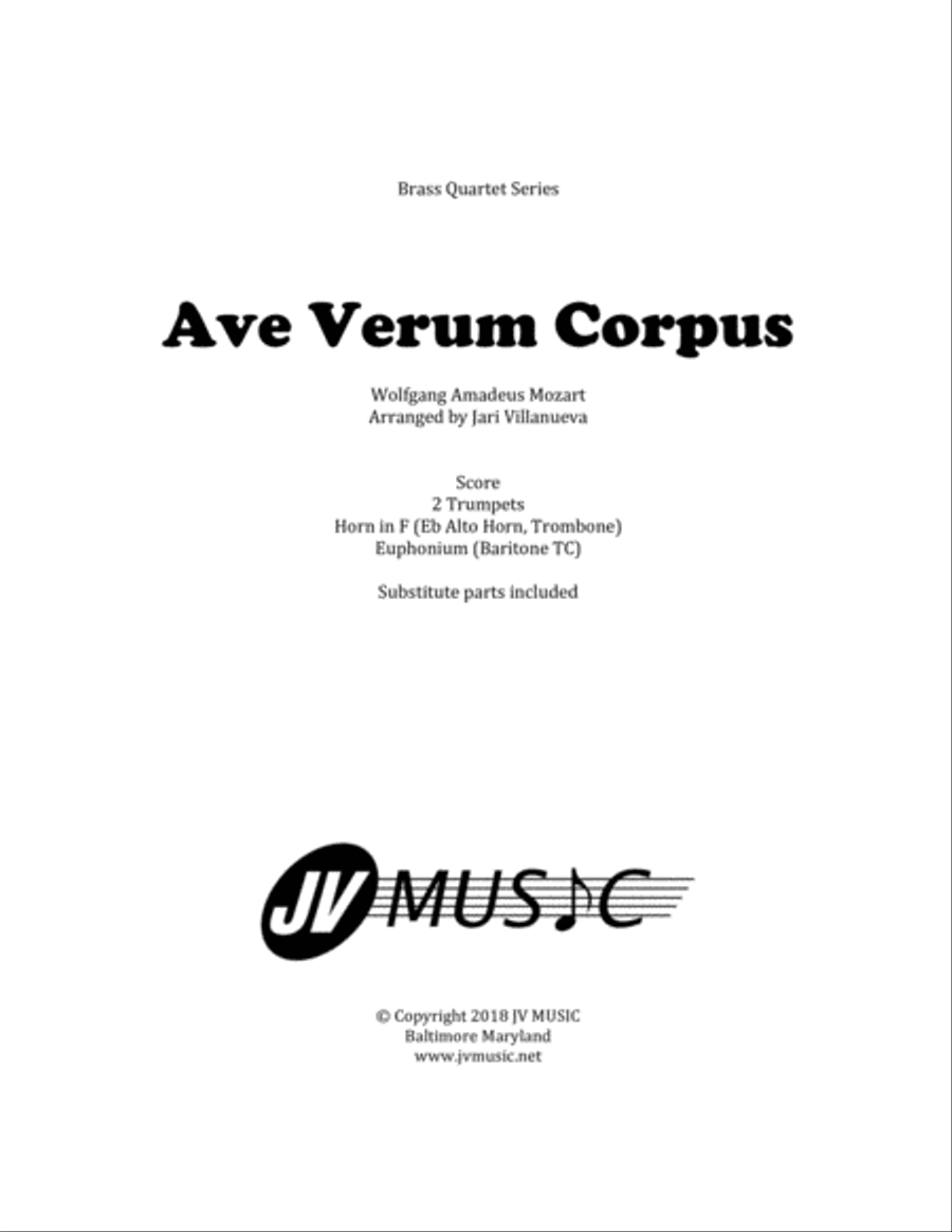 Ave Verum Corpus for Brass Quartet Brass Quartet scores gallery preview page 1